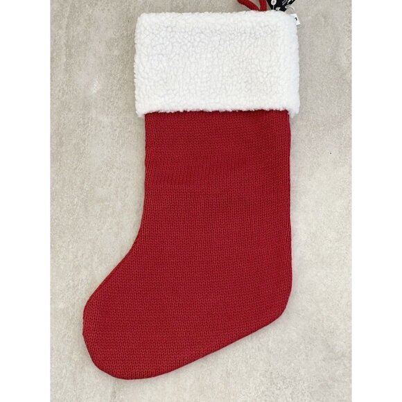 Bee & Willow Christmas Knit Stocking 17" Red White Embroidered Letter R Cuff NEW - Picture 6 of 8
